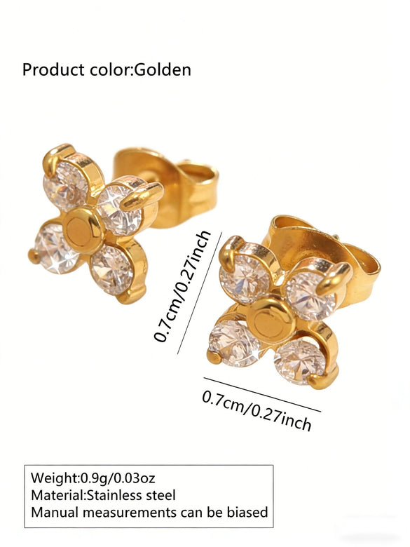 Wholesale Plants Flowers Pattern Stainless Steel Electroplated Women's Earrings Necklace And Bracelet Set Accessories