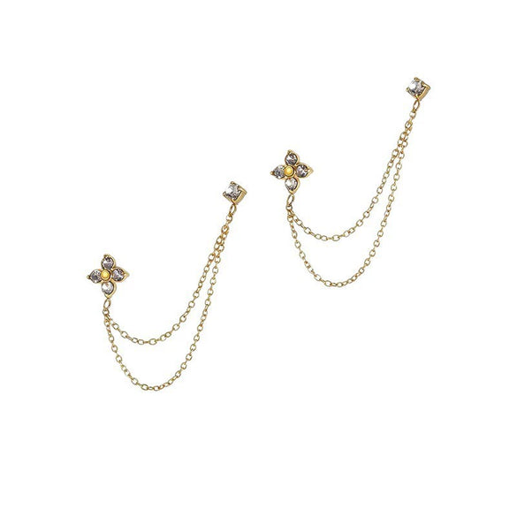 Wholesale Plants Flowers Pattern Stainless Steel Electroplated Women's Earrings Necklace And Bracelet Set Accessories