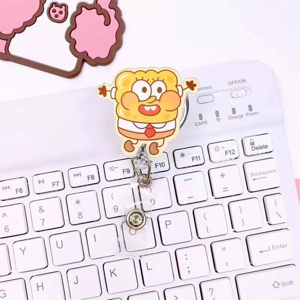 Wholesale Plastic Acrylic Nurse Badge Pendant Retractable Buckle Holder For Student School Bag With Cartoon Style