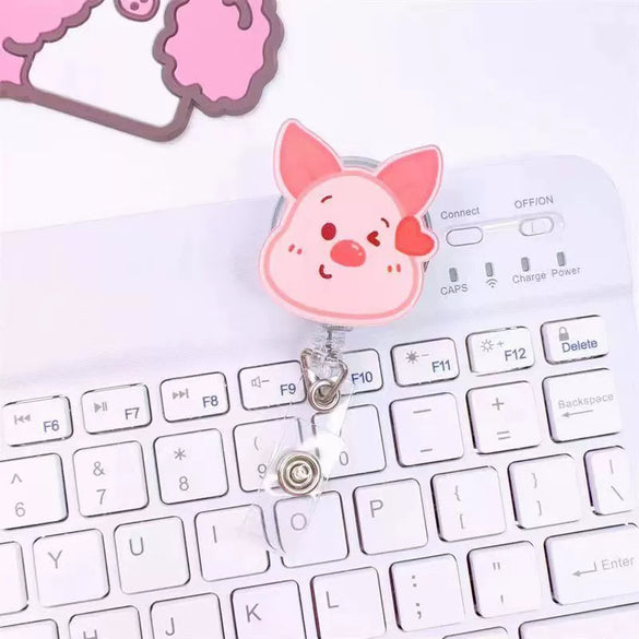 Wholesale Plastic Acrylic Nurse Badge Pendant Retractable Buckle Holder For Student School Bag With Cartoon Style