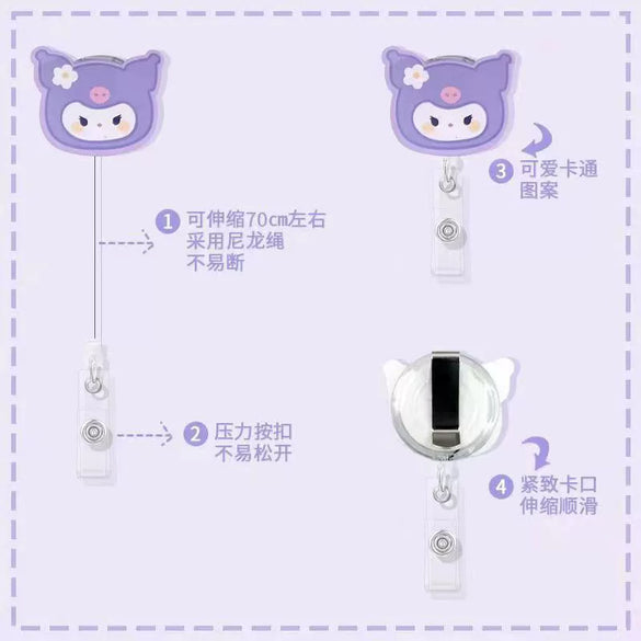 Wholesale Plastic Acrylic Nurse Badge Pendant Retractable Buckle Holder For Student School Bag With Cartoon Style