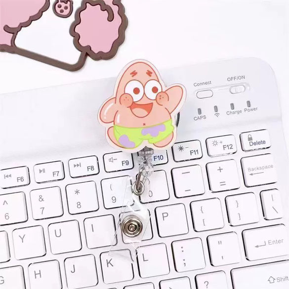 Wholesale Plastic Acrylic Nurse Badge Pendant Retractable Buckle Holder For Student School Bag With Cartoon Style