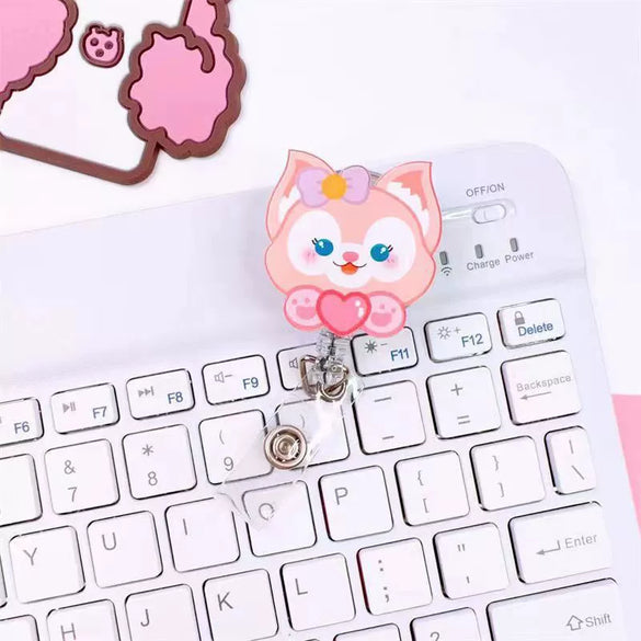 Wholesale Plastic Acrylic Nurse Badge Pendant Retractable Buckle Holder For Student School Bag With Cartoon Style