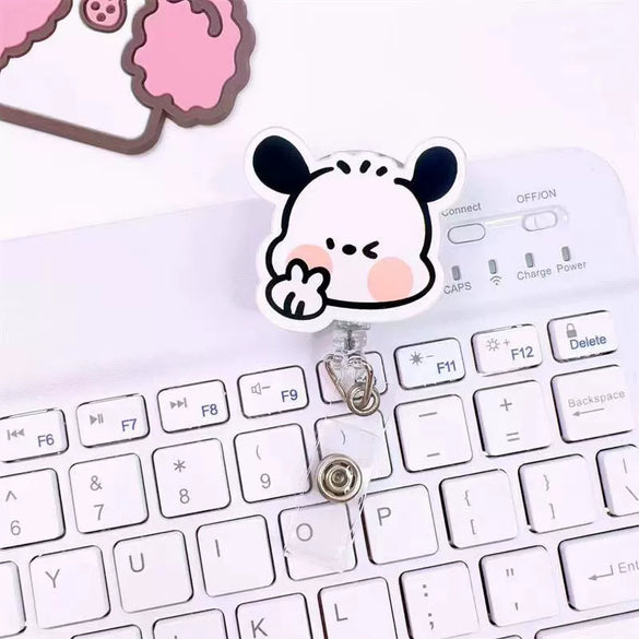 Wholesale Plastic Acrylic Nurse Badge Pendant Retractable Buckle Holder For Student School Bag With Cartoon Style