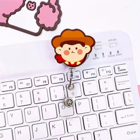 Wholesale Plastic Acrylic Nurse Badge Pendant Retractable Buckle Holder For Student School Bag With Cartoon Style