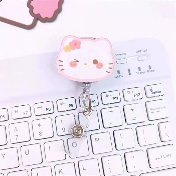 Wholesale Plastic Acrylic Nurse Badge Pendant Retractable Buckle Holder For Student School Bag With Cartoon Style