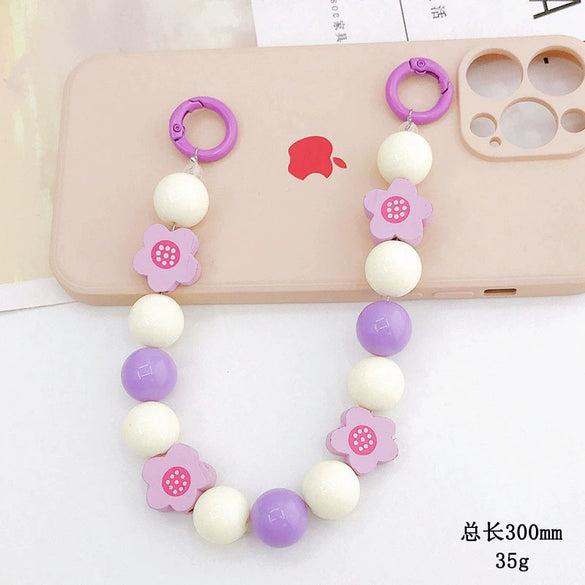 Wholesale Plastic And Resin Beaded Hand Chain With Printed Flower Design Lovely Style
