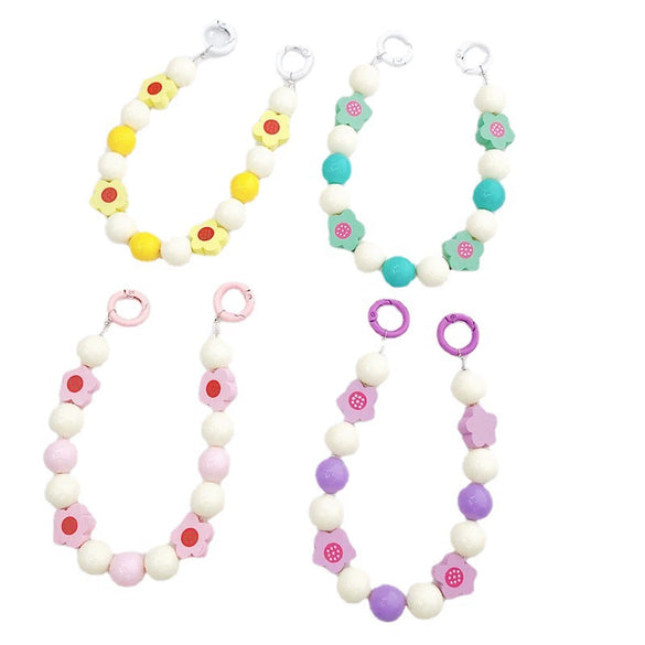 Wholesale Plastic And Resin Beaded Hand Chain With Printed Flower Design Lovely Style