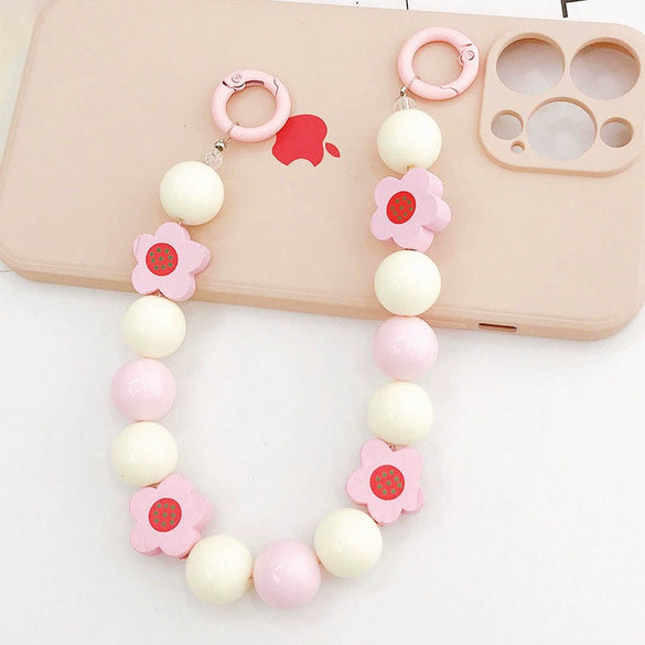 Wholesale Plastic And Resin Beaded Hand Chain With Printed Flower Design Lovely Style