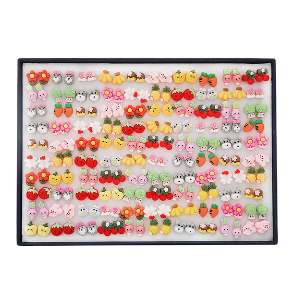 Wholesale Plastic And Resin Earrings Set With Geometric Style Dripping Glue Design In Fruit And Food Shape