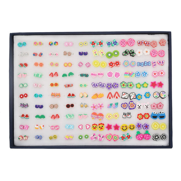 Wholesale Plastic And Resin Earrings Set With Geometric Style Dripping Glue Design In Fruit And Food Shape