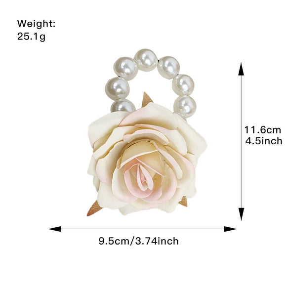 Wholesale Plastic And Resin Handmade Plant Flowers Style Hair Rope Hair Ring And Back Hair Clip For Women