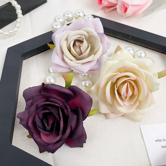 Wholesale Plastic And Resin Handmade Plant Flowers Style Hair Rope Hair Ring And Back Hair Clip For Women