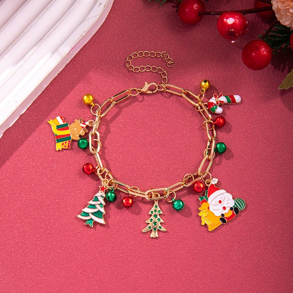 Wholesale Plastic Christmas Bracelet With Snowflake Bell And Festive Elements