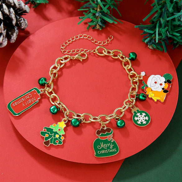 Wholesale Plastic Christmas Bracelet With Snowflake Bell And Festive Elements