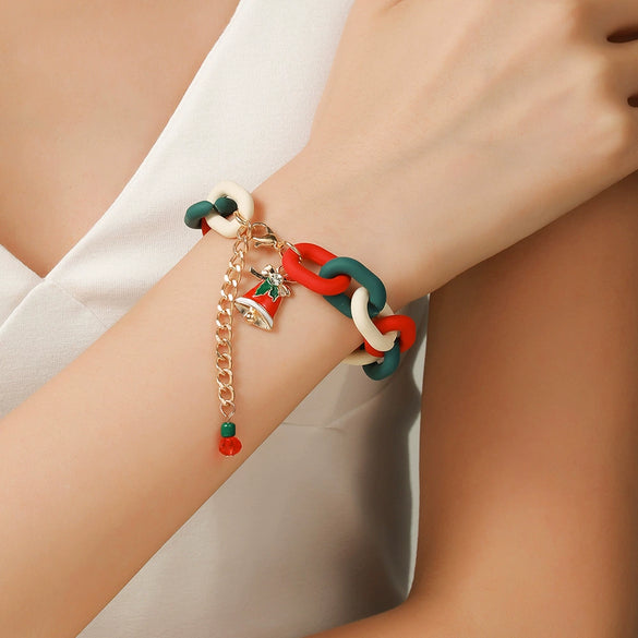 Wholesale Plastic Christmas Bracelet With Snowflake Bell And Festive Elements