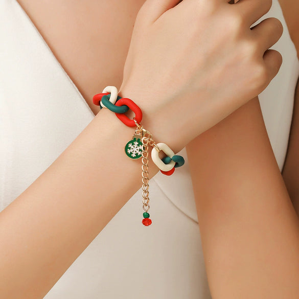 Wholesale Plastic Christmas Bracelet With Snowflake Bell And Festive Elements