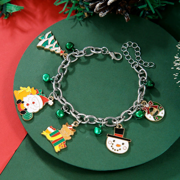 Wholesale Plastic Christmas Bracelet With Snowflake Bell And Festive Elements