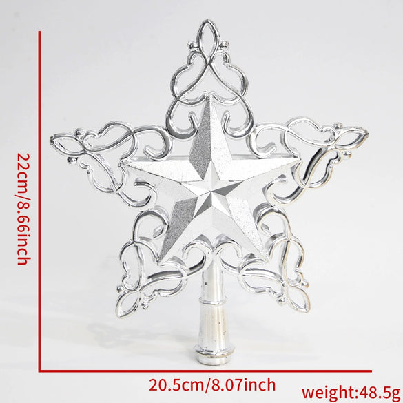Wholesale Plastic Electroplated Fivepointed Star Christmas Tree Topper Decoration