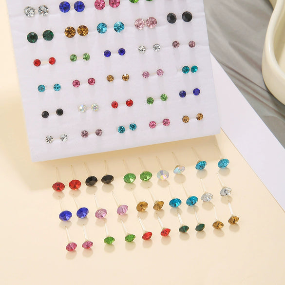 Wholesale Plastic Geometric Rhinestone Earrings With Electroplating Treatment For Women