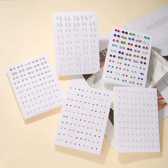 Wholesale Plastic Geometric Rhinestone Earrings With Electroplating Treatment For Women