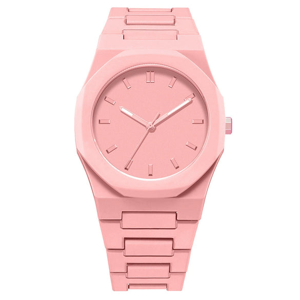 Wholesale Plastic Men's And Women's Quartz Watches With Round Dial And Stainless Steel Buckle For Exercise Style