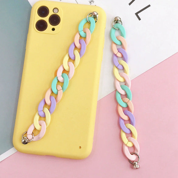 Wholesale Plastic Resin Acrylic Chain Bracelet Phone Hanging Chain Jewelry Accessories With Painting For Girls