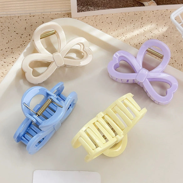 Wholesale Plastic Resin Bow Hair Clips Geometric Style Baking Paint Women Accessories