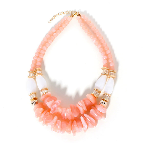 Wholesale Plastic Resin Geometric Double Irregular Shaped Beads Necklace With Electroplating For Women
