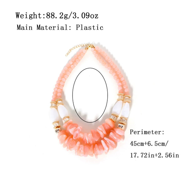 Wholesale Plastic Resin Geometric Double Irregular Shaped Beads Necklace With Electroplating For Women