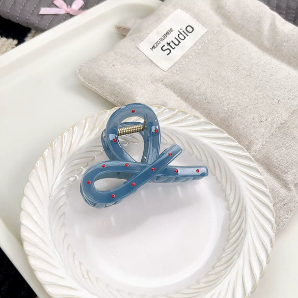 Wholesale Plastic Resin Geometric Handmade Women's Wave Fog Blue Grip Hair Clip