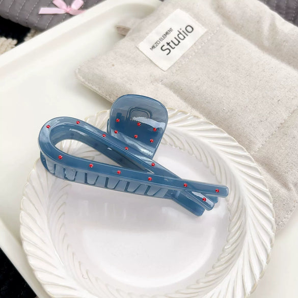 Wholesale Plastic Resin Geometric Handmade Women's Wave Fog Blue Grip Hair Clip