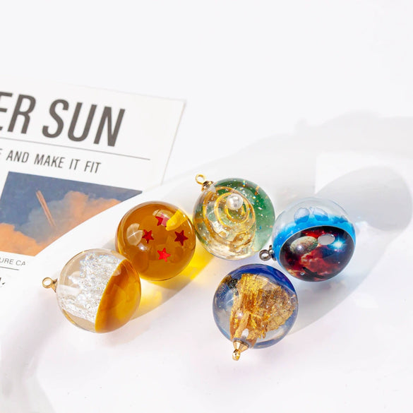 Wholesale Plastic Resin Handmade Diy Round Beads Starry Sky Mountain Pendant Bracelet Necklace Accessories With Epoxy Treatment