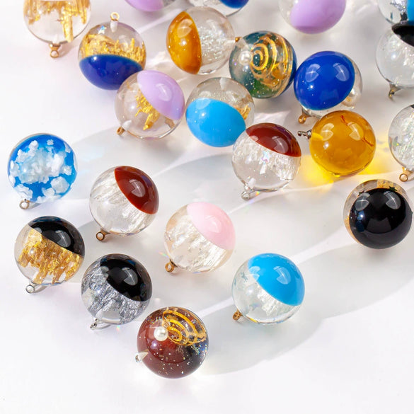 Wholesale Plastic Resin Handmade Diy Round Beads Starry Sky Mountain Pendant Bracelet Necklace Accessories With Epoxy Treatment