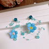 Wholesale Plastic Resin Handmade Flower Tassel Earrings With Silver Needle In Small Fresh Style