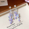 Wholesale Plastic Resin Handmade Flower Tassel Earrings With Silver Needle In Small Fresh Style