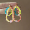 Wholesale Plastic Resin Handmade Flower Tassel Earrings With Silver Needle In Small Fresh Style