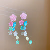 Wholesale Plastic Resin Handmade Flower Tassel Earrings With Silver Needle In Small Fresh Style