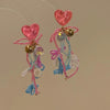 Wholesale Plastic Resin Handmade Flower Tassel Earrings With Silver Needle In Small Fresh Style