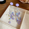 Wholesale Plastic Resin Handmade Flower Tassel Earrings With Silver Needle In Small Fresh Style