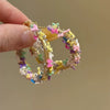 Wholesale Plastic Resin Handmade Flower Tassel Earrings With Silver Needle In Small Fresh Style