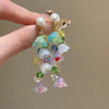 Wholesale Plastic Resin Handmade Flower Tassel Earrings With Silver Needle In Small Fresh Style