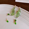 Wholesale Plastic Resin Handmade Flower Tassel Earrings With Silver Needle In Small Fresh Style