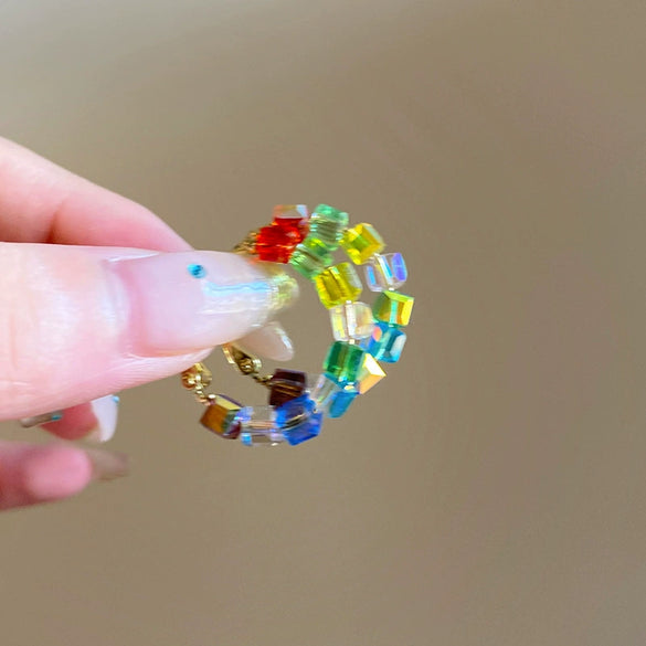 Wholesale Plastic Resin Handmade Flower Tassel Earrings With Silver Needle In Small Fresh Style