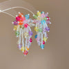 Wholesale Plastic Resin Handmade Flower Tassel Earrings With Silver Needle In Small Fresh Style
