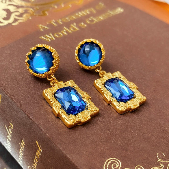 Wholesale Plastic Resin Heart Shaped Midancient Style Long Exaggerated Light Luxury Women's Earrings With Electroplating