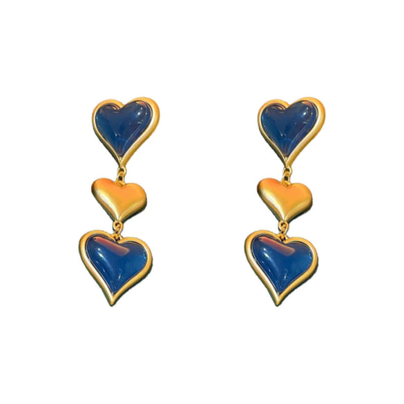 Wholesale Plastic Resin Heart Shaped Midancient Style Long Exaggerated Light Luxury Women's Earrings With Electroplating