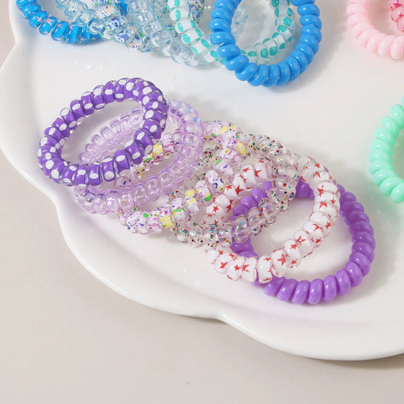 Wholesale Plastic Resin High Elastic Dopamine Candy Color Hair Bands With Baking Varnish Treatment