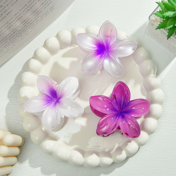 Wholesale Plastic Resin Little Fresh Egg Flower Style Baking Paint Women's Hair Clip Three Piece Set