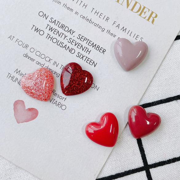 Wholesale Plastic Resin Love Sequins Peach Heart Convex Diy Accessories